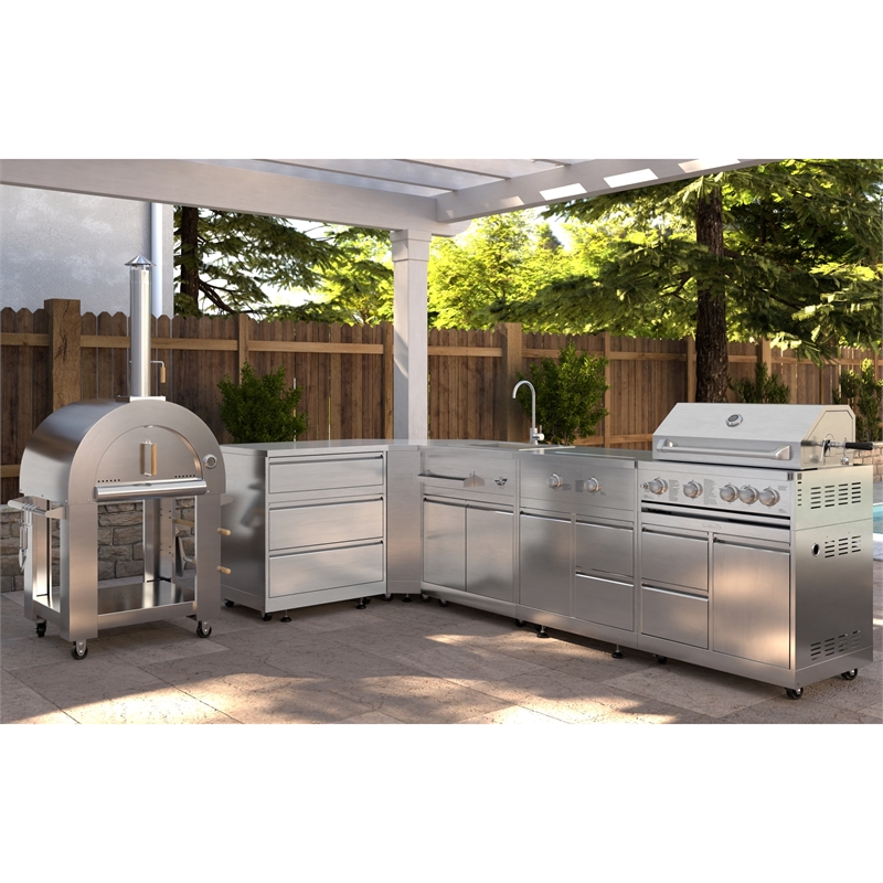 Pemberly Row Outdoor Kitchen Series Modular Kitchen in Stainless Steel
