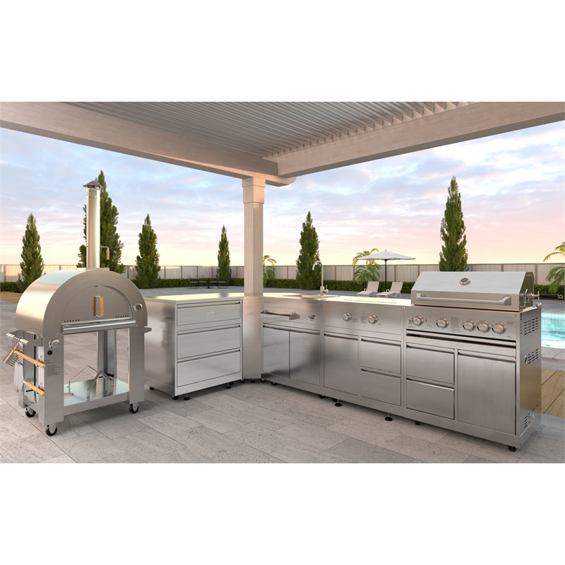 Pemberly Row Outdoor Kitchen Series Modular Kitchen in Stainless Steel