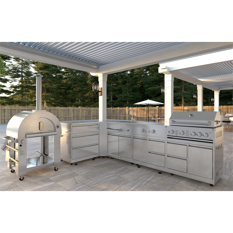 Pemberly Row Outdoor Kitchen Series Modular Kitchen in Stainless Steel
