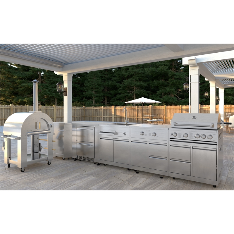 Pemberly Row Outdoor Kitchen Series Modular Kitchen in Stainless Steel