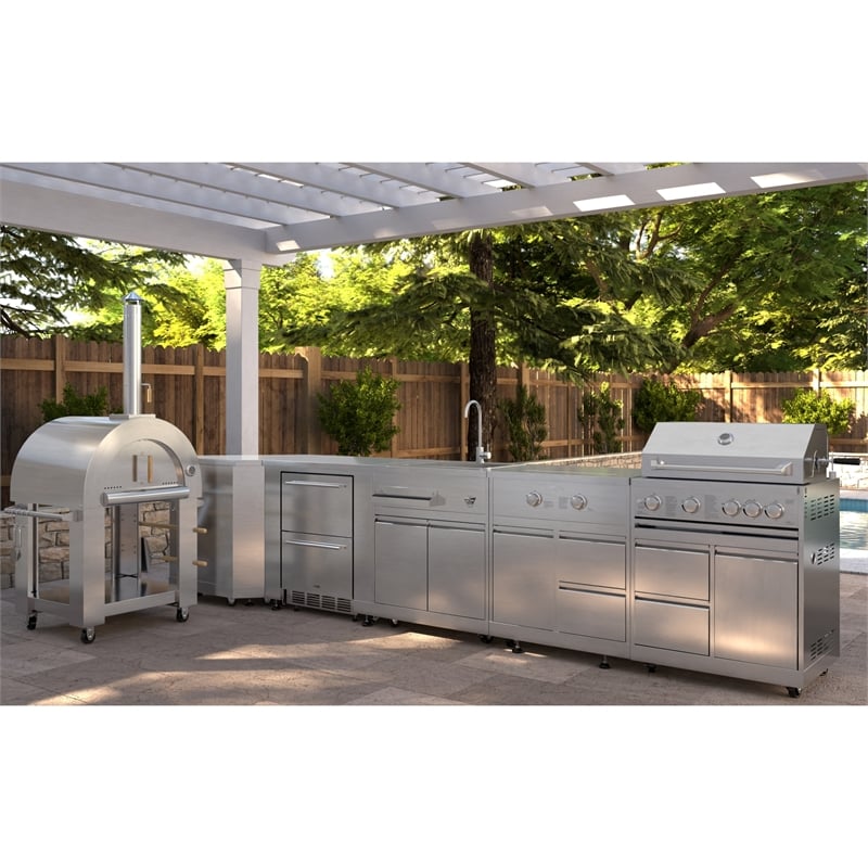 Pemberly Row Outdoor Kitchen Series Modular Kitchen in Stainless Steel