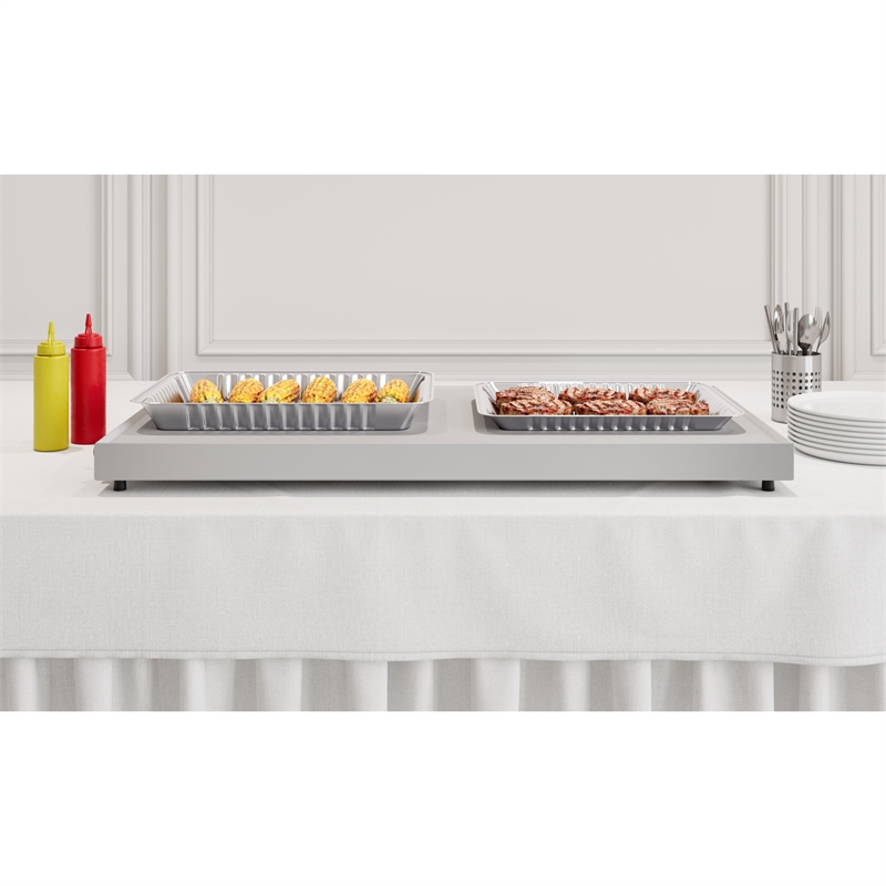 Pemberly Row Stainless Steel 36-inch Commercial Warming Shelf in Silver