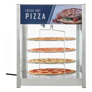 Pemberly Row 24&quot Commercial Pizza Display Warmer for 18&quot Pies - 4 Rotating Racks