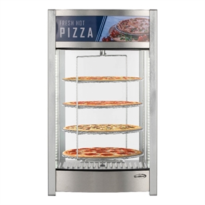 Pemberly Row 18&quot Commercial Pizza Display Warmer for 12&quot Pies - 4 Rotating Racks