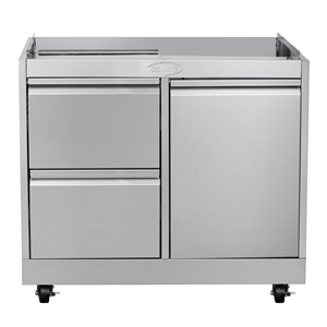 Pemberly Row 32&quot Outdoor Steel Cabinet for Built-in BBQ Grill with 2 Drawers