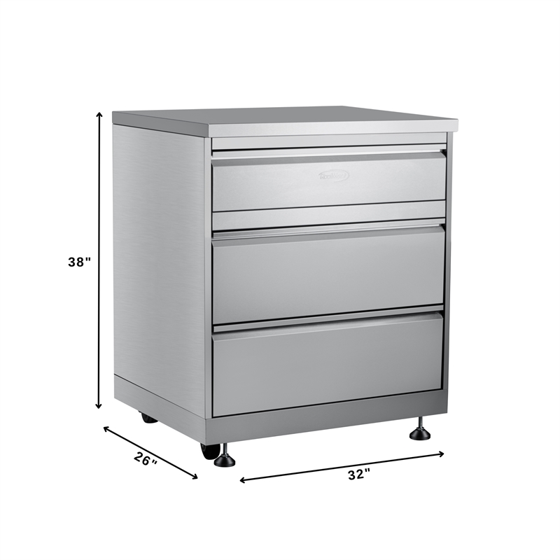 Pemberly Row 32-inch Stainless Steel Outdoor Kitchen Cabinet with Three Drawers