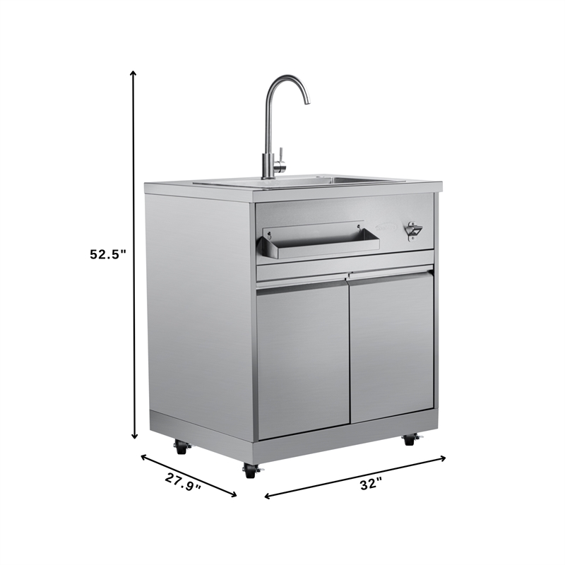 Pemberly Row 32-inch Sink with Cabinet in Stainless Steel for Outdoor Kitchen