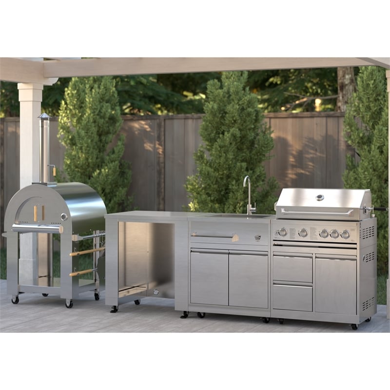Pemberly Row Outdoor Kitchen Series Modular Kitchen in Stainless Steel