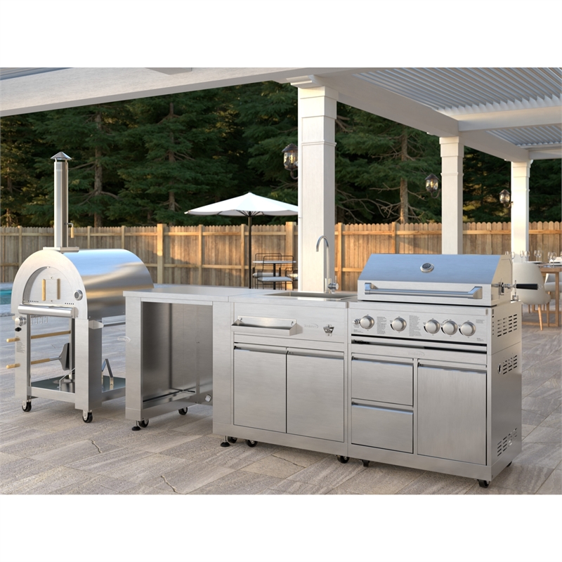 Pemberly Row Outdoor Kitchen Series Modular Kitchen in Stainless Steel