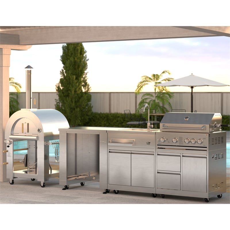 Pemberly Row Outdoor Kitchen Series Modular Kitchen in Stainless Steel