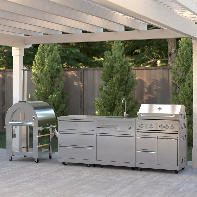 Pemberly Row Outdoor Kitchen Series Modular Kitchen in Stainless Steel
