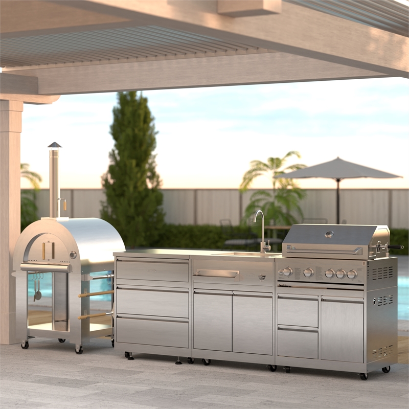 Pemberly Row Outdoor Kitchen Series Modular Kitchen in Stainless Steel