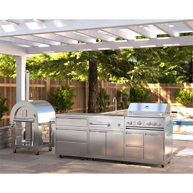 Pemberly Row Outdoor Kitchen Series Modular Kitchen in Stainless Steel