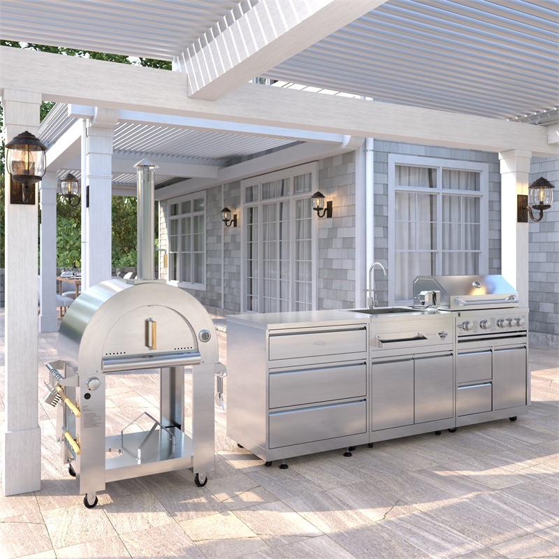 Pemberly Row Outdoor Kitchen Series Modular Kitchen in Stainless Steel