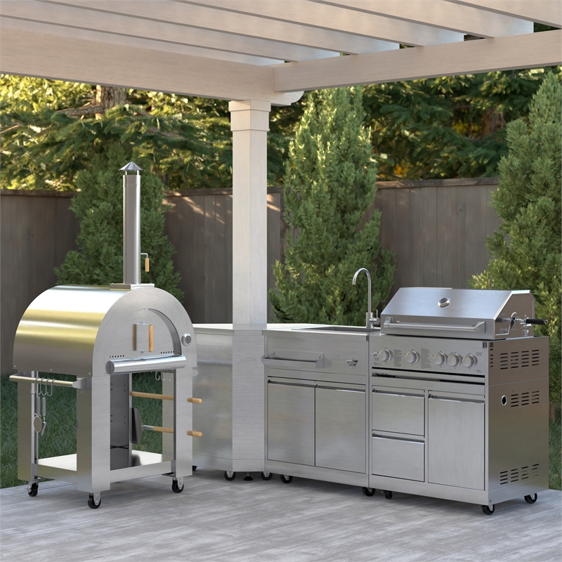 Pemberly Row Outdoor Kitchen Series Modular Kitchen in Stainless Steel