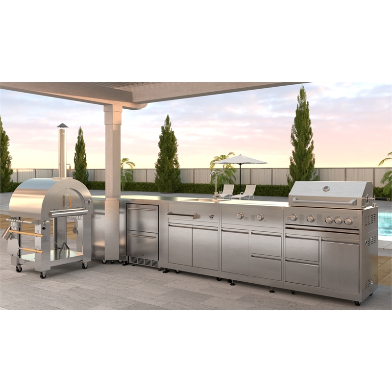 Pemberly Row Outdoor Kitchen Series Modular Kitchen in Stainless Steel