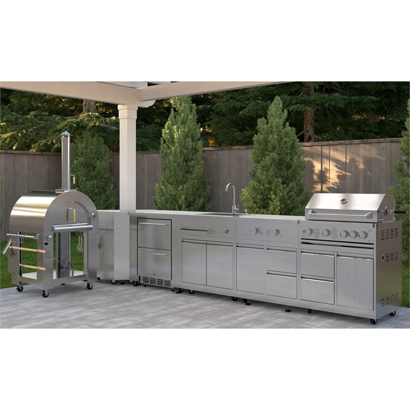 Pemberly Row Outdoor Kitchen Series Modular Kitchen in Stainless Steel