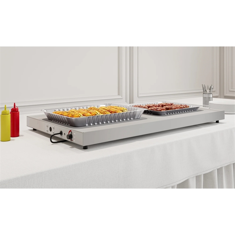Pemberly Row 24-inch Stainless Steel Commercial Warming Shelf in Silver