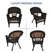 Pemberly Row Wicker Chair in Espresso with Tan Cushion (Set of 2)
