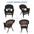 Pemberly Row Wicker Chair in Espresso with Red Cushion (Set of 2)