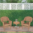 Pemberly Row 3pc Wicker Chair and End Table Set in Honey without Cushion