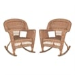 Pemberly Row Country / Cottage Resin Wicker Patio Rockers in Honey (Set of 2)
