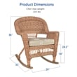 Pemberly Row Wicker Rocker Chair in Honey with Tan Cushion (Set of 2)