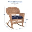 Pemberly Row Wicker Rocker Chair in Honey with Blue Cushion (Set of 2)