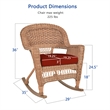 Pemberly Row Wicker Rocker Chair in Honey with Red Cushion (Set of 2)