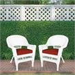 Pemberly Row Country / Cottage Wicker Chair in Black with Red Orange Cushion