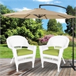 Pemberly Row Wicker Chair in Black with Green Cushion (Set of 2)