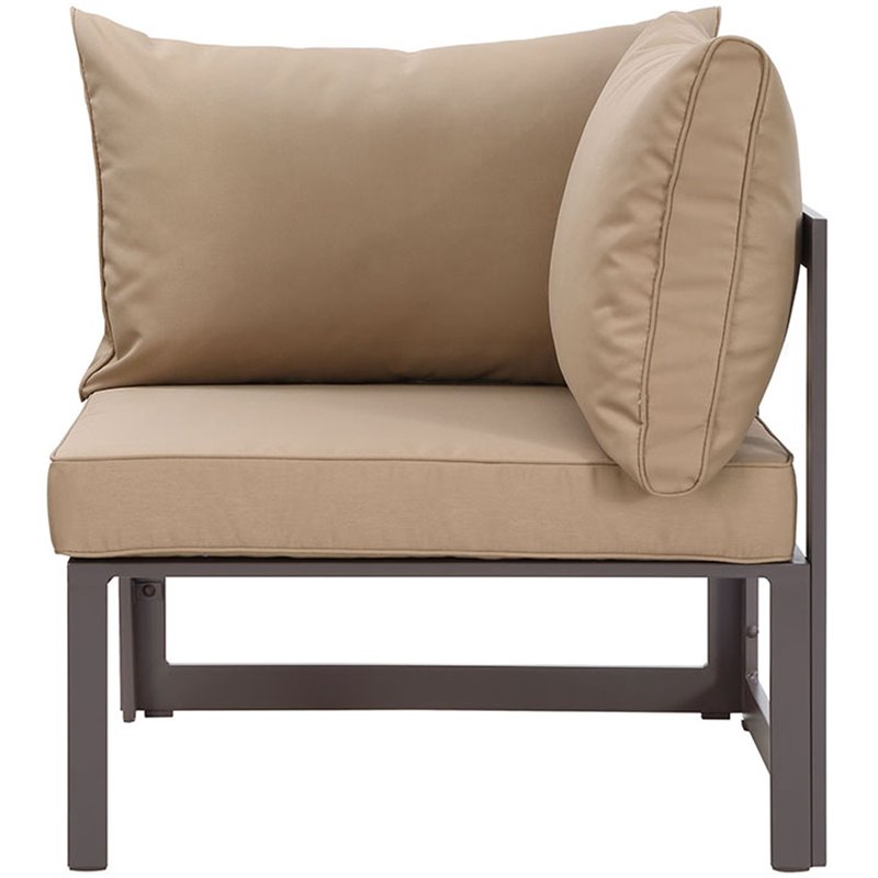 Pemberly Row Modern Aluminum Outdoor Corner Chair in Brown/Mocha