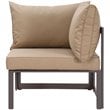 Pemberly Row Modern Aluminum Outdoor Corner Chair in Brown/Mocha