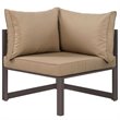 Pemberly Row Modern Aluminum Outdoor Corner Chair in Brown/Mocha