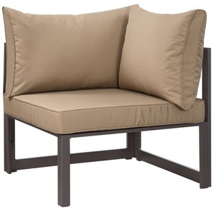Pemberly Row Modern Aluminum Outdoor Corner Chair in Brown/Mocha