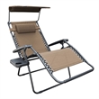 Pemberly Row Oversized Zero Gravity Chair with Sunshade in Tan