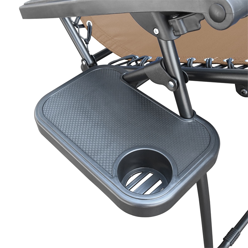 Pemberly Row Oversized Zero Gravity Chair with Sunshade in Tan