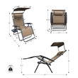 Pemberly Row Oversized Zero Gravity Chair with Sunshade in Tan