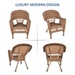 Pemberly Row Wicker Chair in Espresso with Tan Cushion (Set of 2)