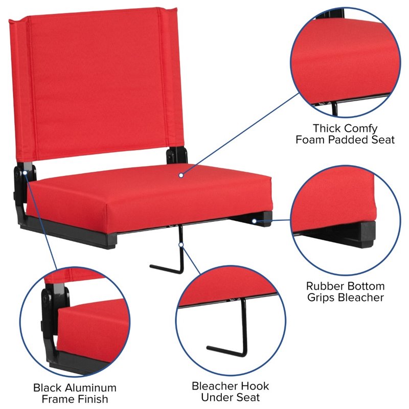 Pemberly Row Grandstand Comfort Seat in Aluminum Frame in Red