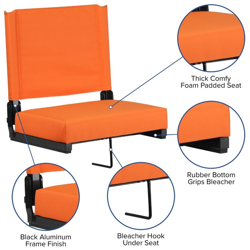 Pemberly Row Grandstand Comfort Seat in Aluminum Frame in Orange