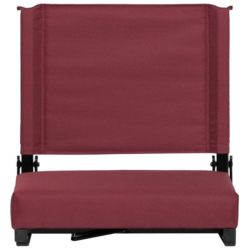 Pemberly Row Grandstand Comfort Seat in Aluminum Frame in Maroon