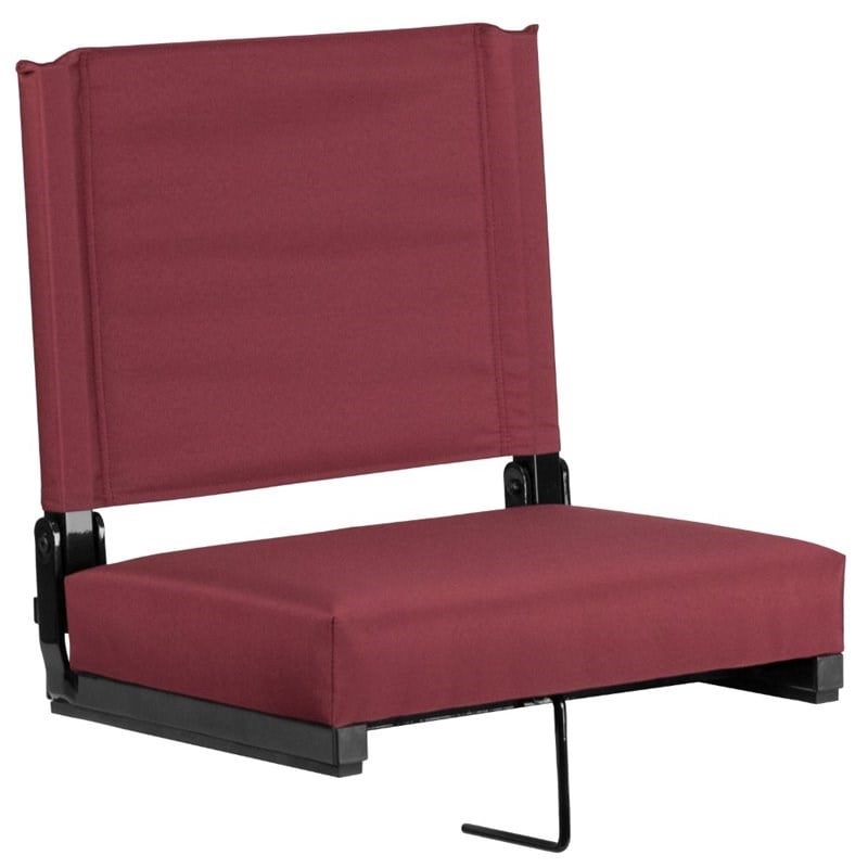 Pemberly Row Grandstand Comfort Seat in Aluminum Frame in Maroon