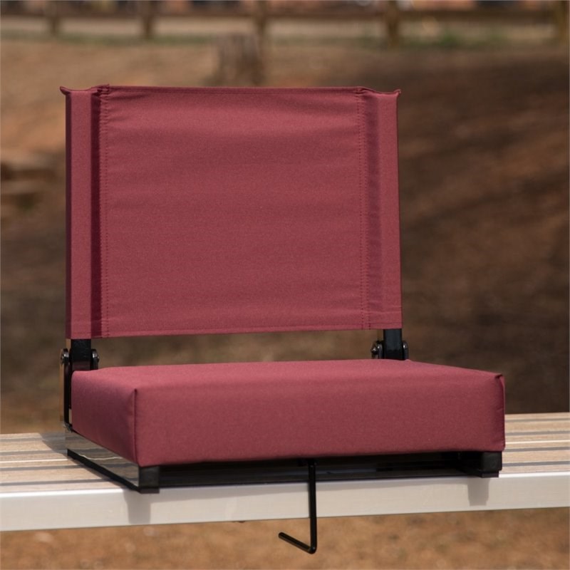 Pemberly Row Grandstand Comfort Seat in Aluminum Frame in Maroon