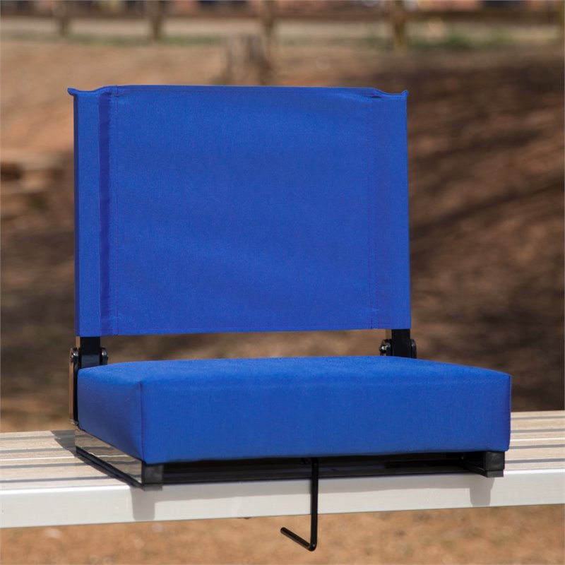 Pemberly Row Grandstand Comfort Seat in Aluminum Frame in Blue