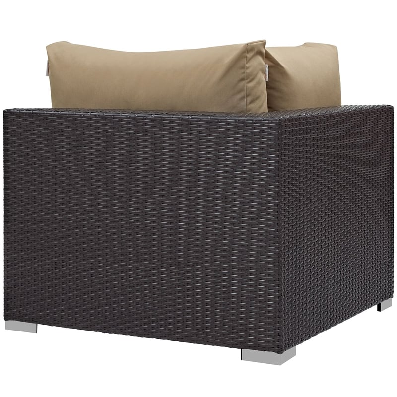 Pemberly Row Aluminum and Rattan Outdoor Patio Corner in Espresso/Mocha