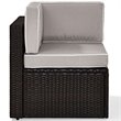 Pemberly Row Coastal Wicker Corner Patio Chair in Brown and Gray