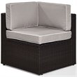 Pemberly Row Coastal Wicker Corner Patio Chair in Brown and Gray