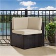 Pemberly Row Coastal Wicker Corner Patio Chair in Brown and Sand
