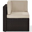Pemberly Row Coastal Wicker Corner Patio Chair in Brown and Sand